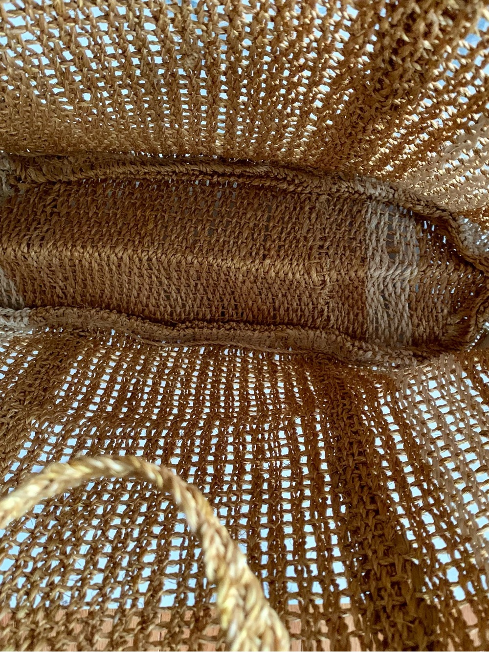 NEW Madewell Tan/Beige Woven Market Tote Bag Rectangle Top Handles Women Handbag - Picture 3 of 6
